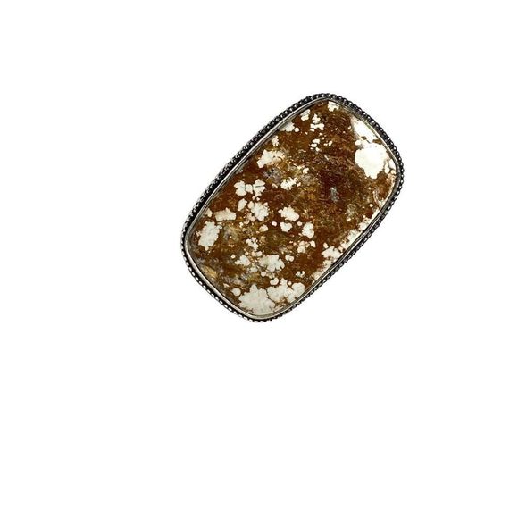 Natural Wild Horse Jasper Gemstone in a Handcrafted 925 Stamped Ring (9) - Picture 9 of 10